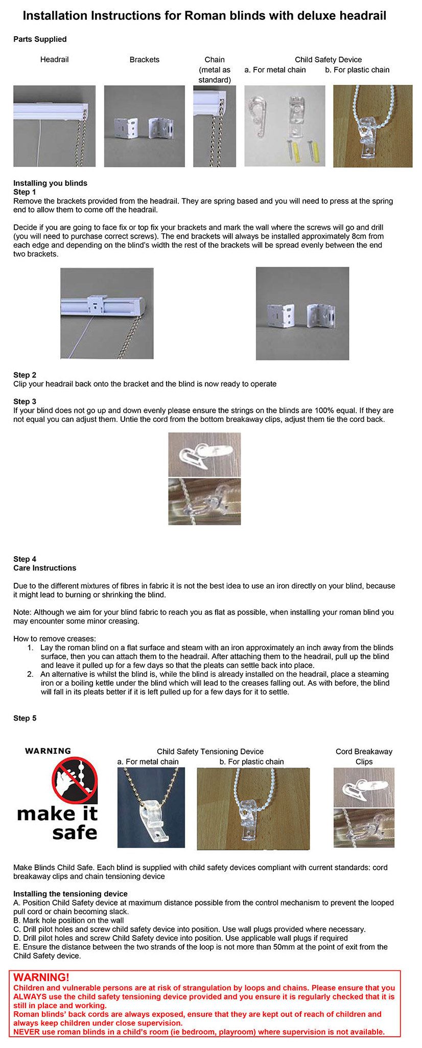 Deluxe headrail Fitting Instructions